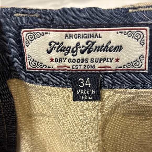Flag & Anthem Khaki Flat Front Shorts with Classic Design - Picture 2 of 10